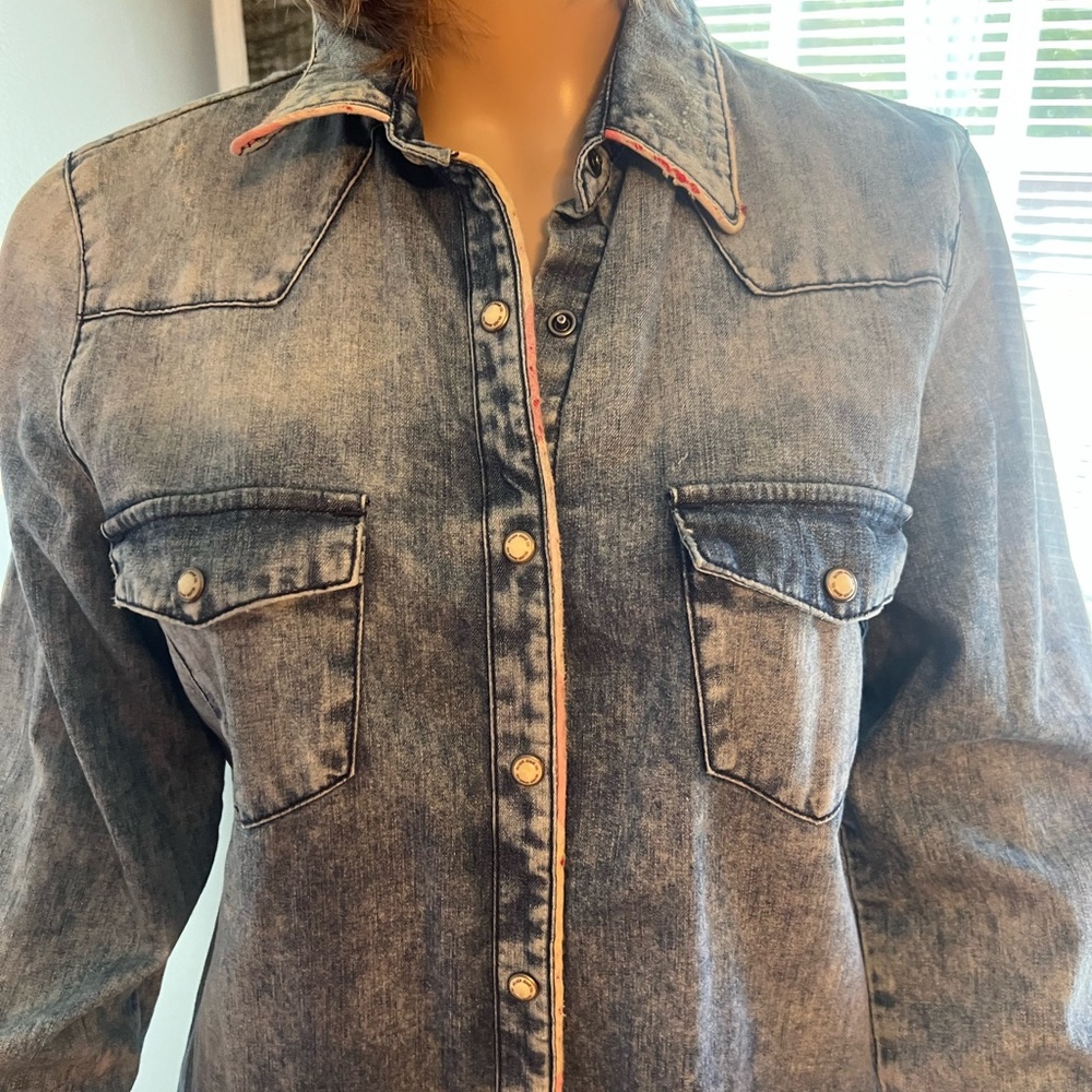Silver Jeans Co. Denim Shirt SZ SM - Picture 3 of 11